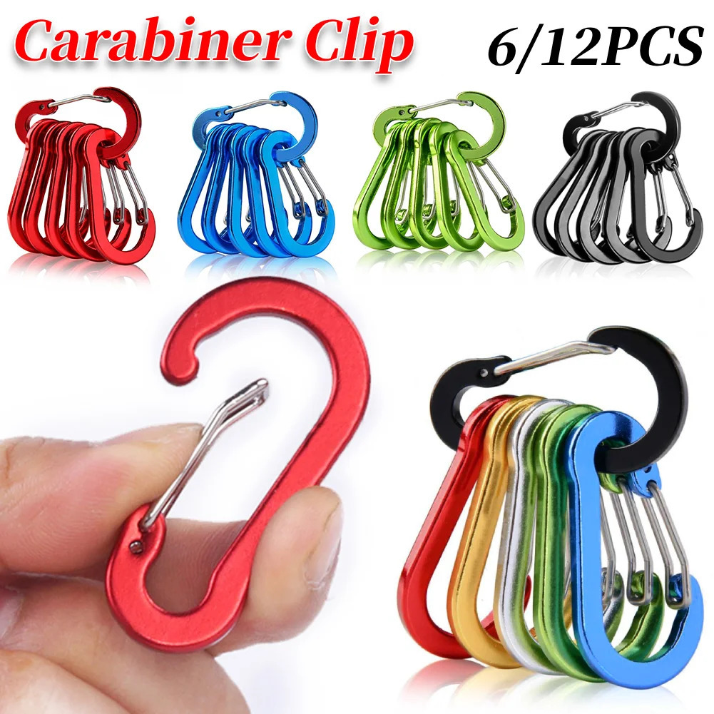 6/12Pcs Aluminum Alloy Carabiner Keychain Outdoor Camping Climbing Hiking Snap Clip Lock Buckle Hook Fishing Accessories 260622 - view 3