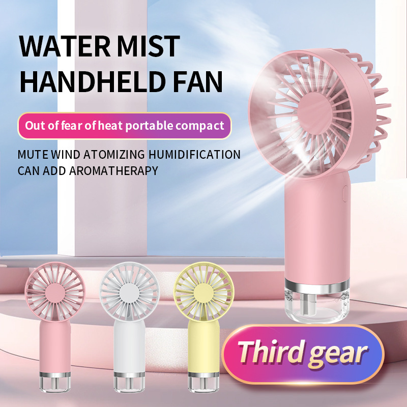 3 Speed Mist Hand Fan USB Recharge Humidify Mini Desktop Portable Cooling Fan