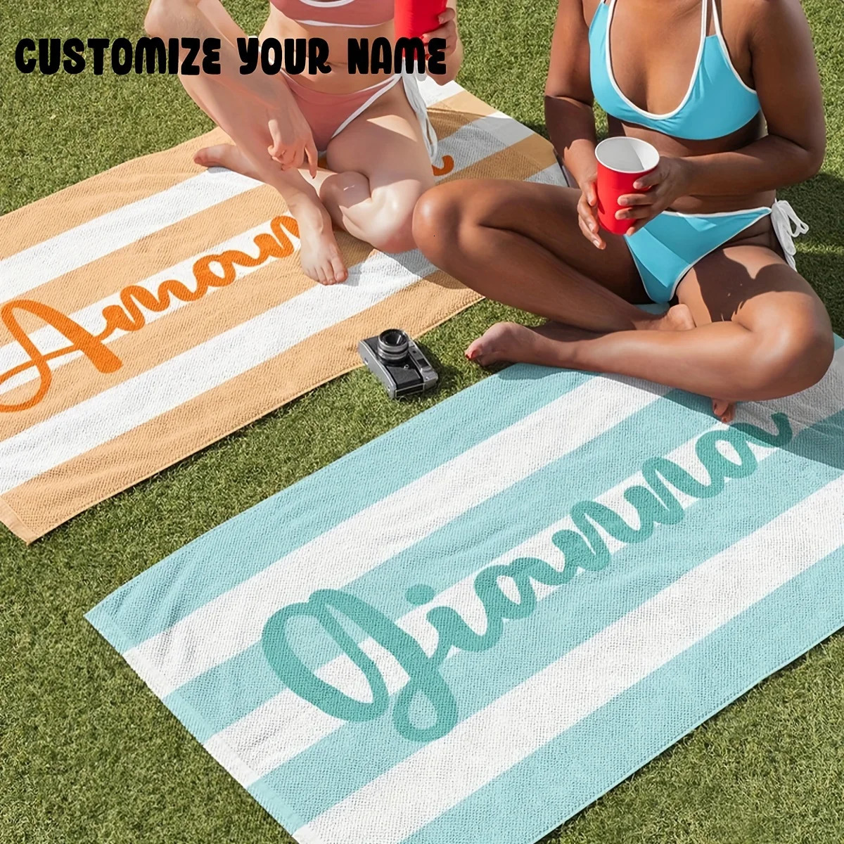 Customized Beach Towel Striped Pattern Personalized Absorbent Bath Towel Quick-drying Swimming Towel For Beach Swimming Outdoor 260622