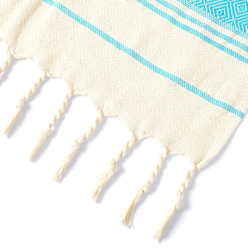 Cotton Turkish beach towel 100180CM diamond grid sports and fitness tassel bath towel kitchen towel soft absorbent quick dr 260622 - view 6