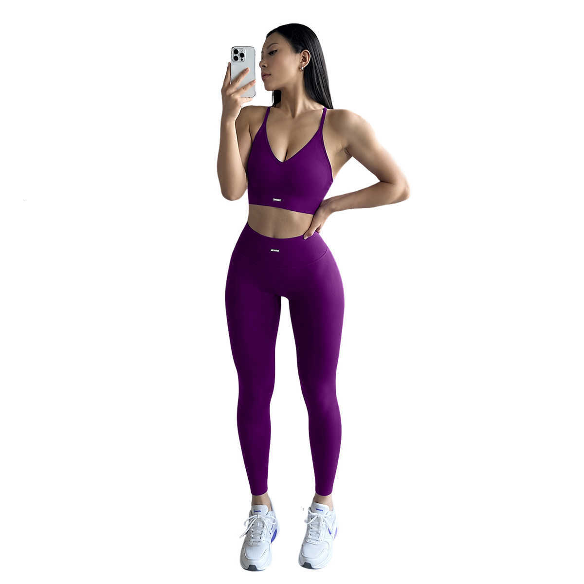 Spaghetti Women Set 2Pcs Yoga Strap Top Long Pants Stretchy Breathable Sportswear Gym Fitness Workout Tracksuit M260626 - view 1