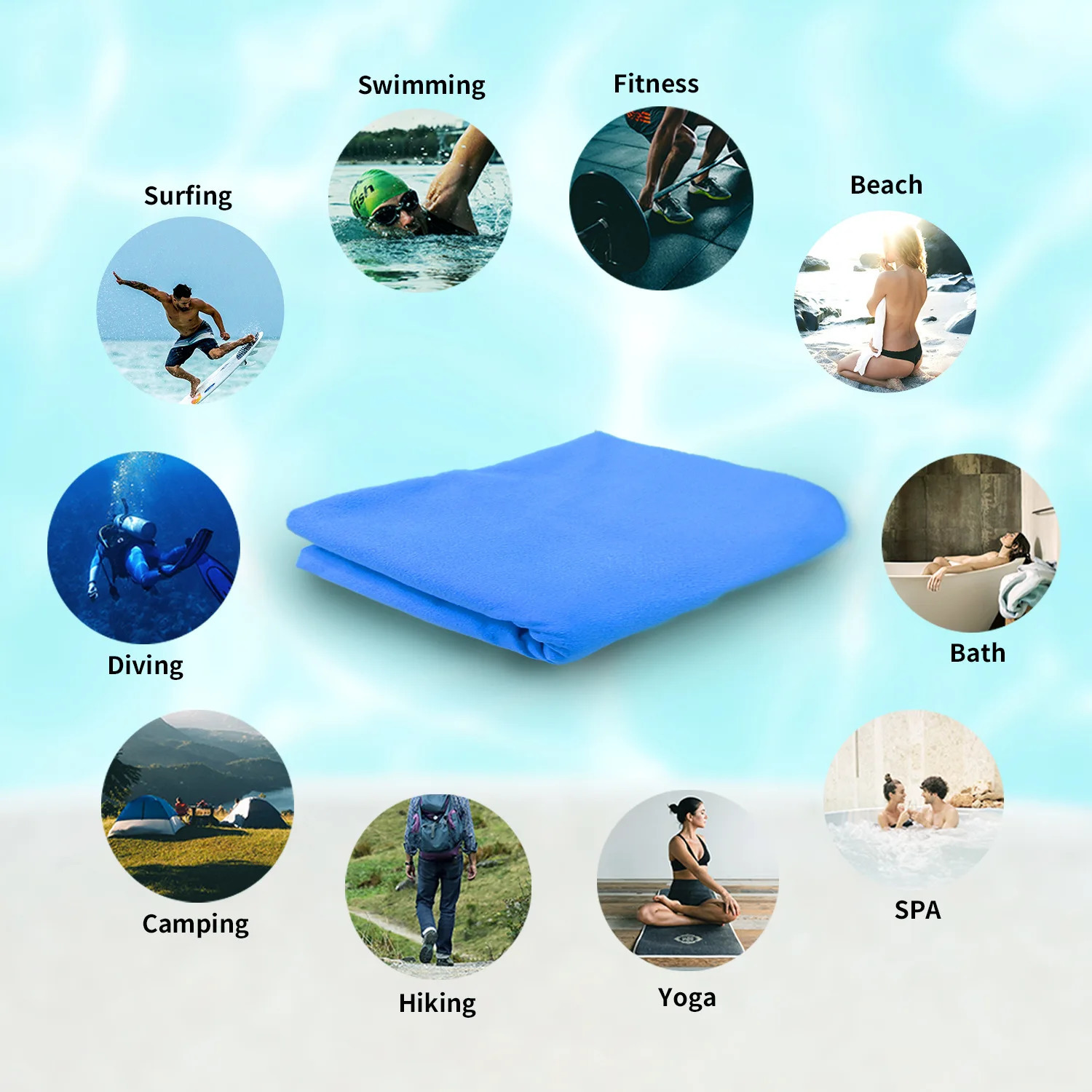 2PC Set Solid Microfiber Gym Towel Perfect Travel Sports Camping Beach Towels Fast Drying Super Absorbent Swimming Bath Towel 260622 - view 3