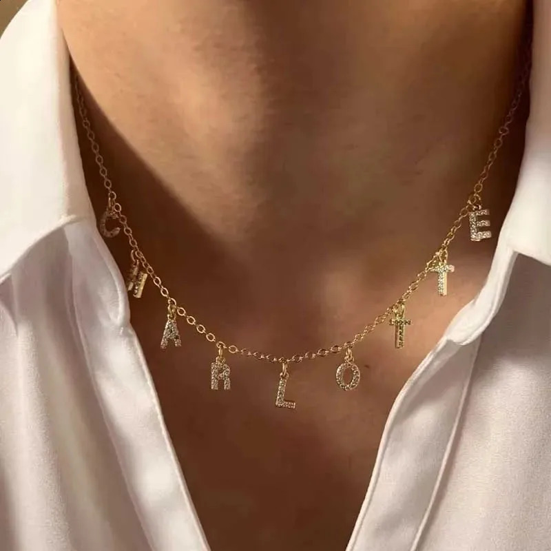 Personalized Initial Name Necklace Stainless Steel Women Alpahbet Letter Pendant Collar Statement Charms Gift y260615 - view 4