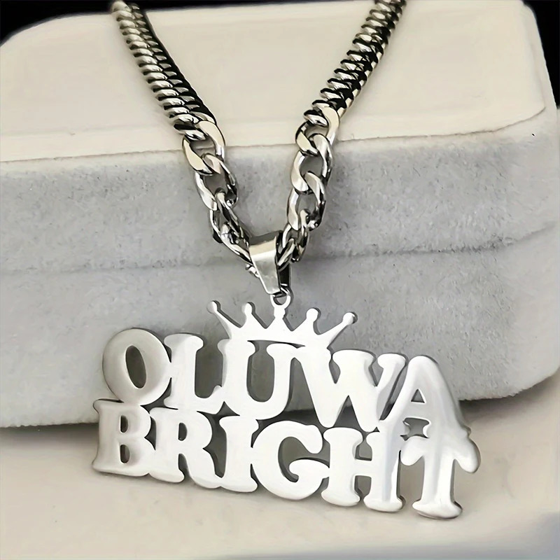 Custom Name Pendant Necklace Cuban Chain Stainless Steel Punk Rock Hip Hop Style Choker Personalized Customized Boyfriend Gift y260615 - view 5