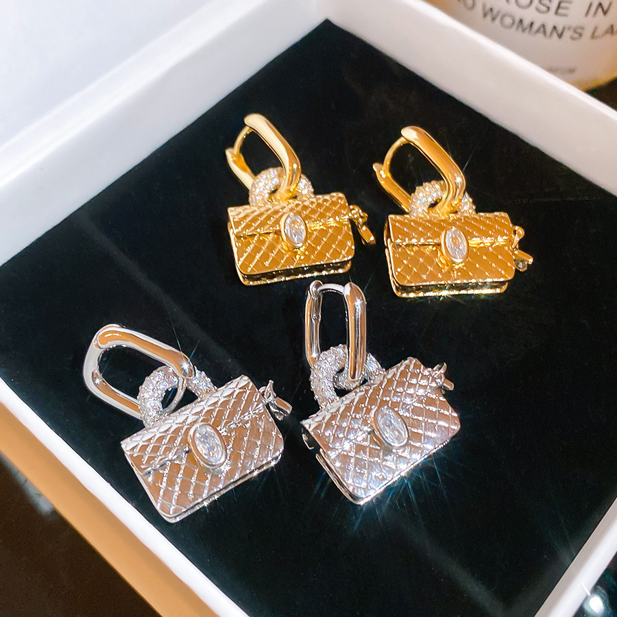 2026 New Fashionable and Stylish Letter Chevron Bag Earrings Studs Accessories with Unique Design Gift - view 9