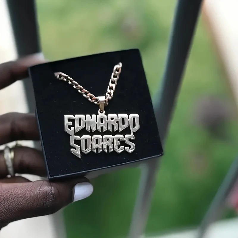 Custom Name Pendant Necklace Cuban Chain Stainless Steel Punk Rock Hip Hop Style Choker Personalized Customized Boyfriend Gift y260615