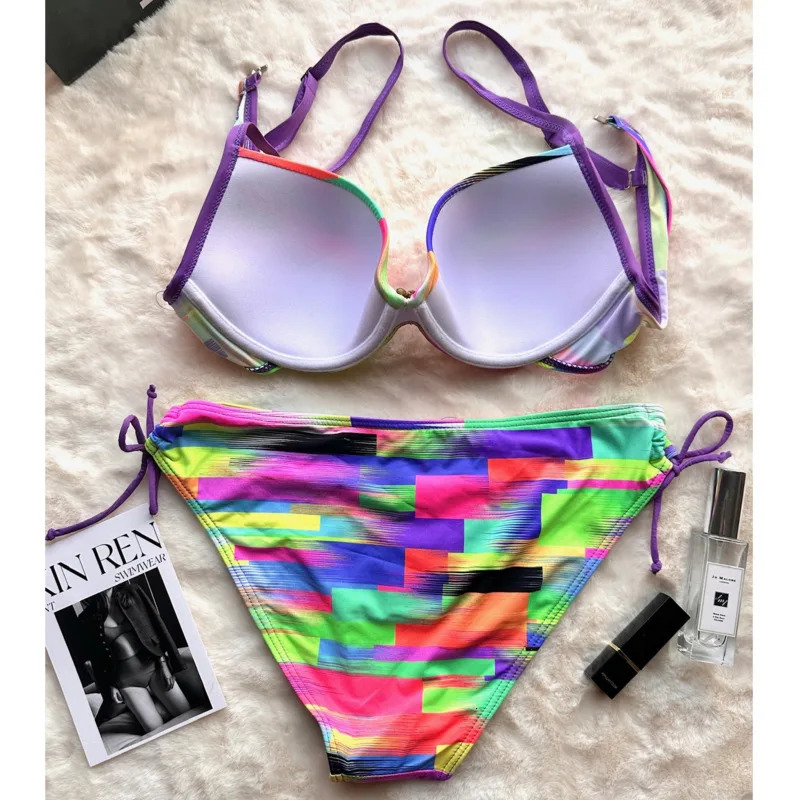 Rainbow Sexy Bikinis Female Swimsuits Women Swimwear Push Up Swim Wear Bathing Suits Brazilian Bikini Set Beachwear Pool Bather 260622 - view 4