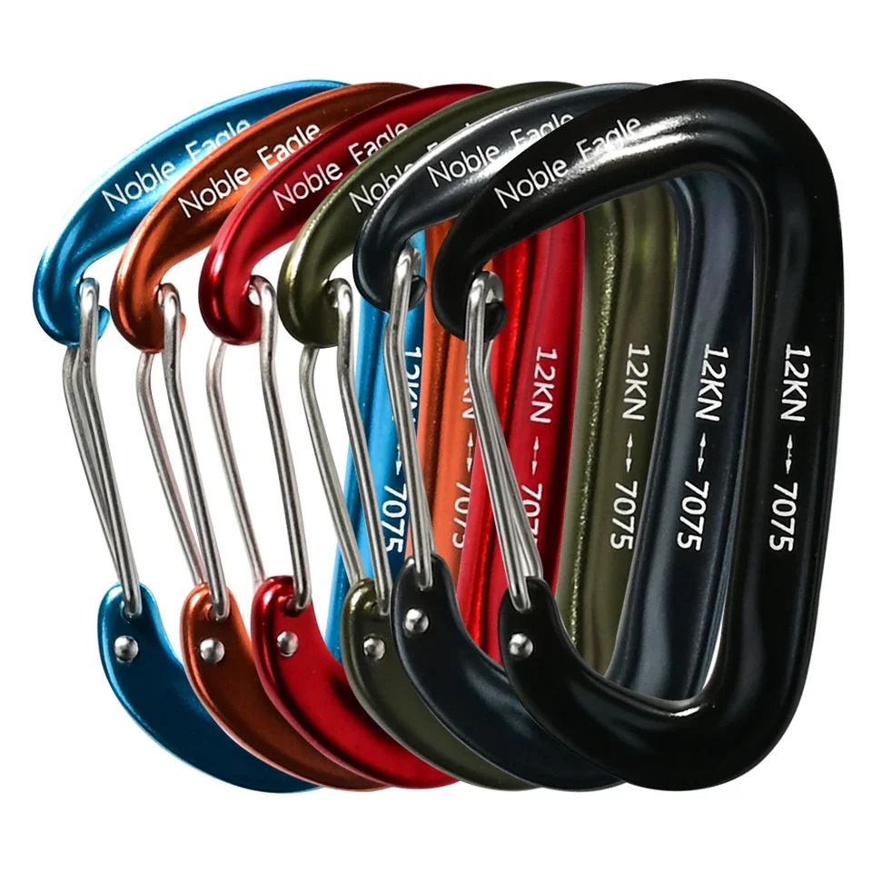 6Pcs 12kn Carabiner Set D Ring Heavy Duty Aluminum Tactical Carabiners Clips Camping Hiking Climbing Hook Hammock Outdoor Gear 260622