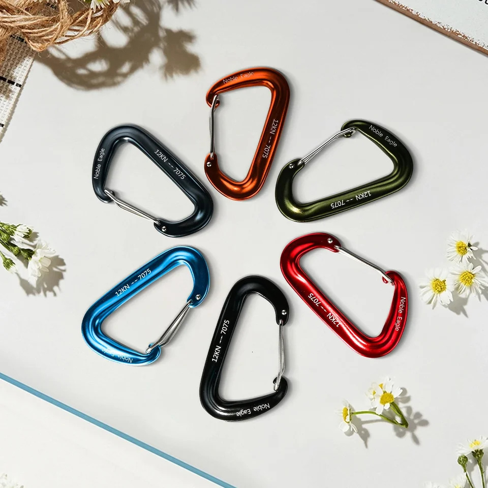 6Pcs 12kn Carabiner Set D Ring Heavy Duty Aluminum Tactical Carabiners Clips Camping Hiking Climbing Hook Hammock Outdoor Gear 260622 - view 5