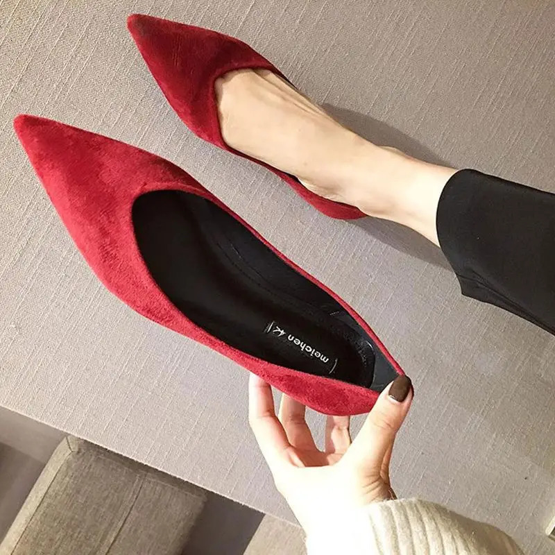 Shoes For Women Flat Casual Ladies Summer Footwear Chic And Elegant Flats Pointed Toe Red Social Elegant On Promotion 260625 - view 4