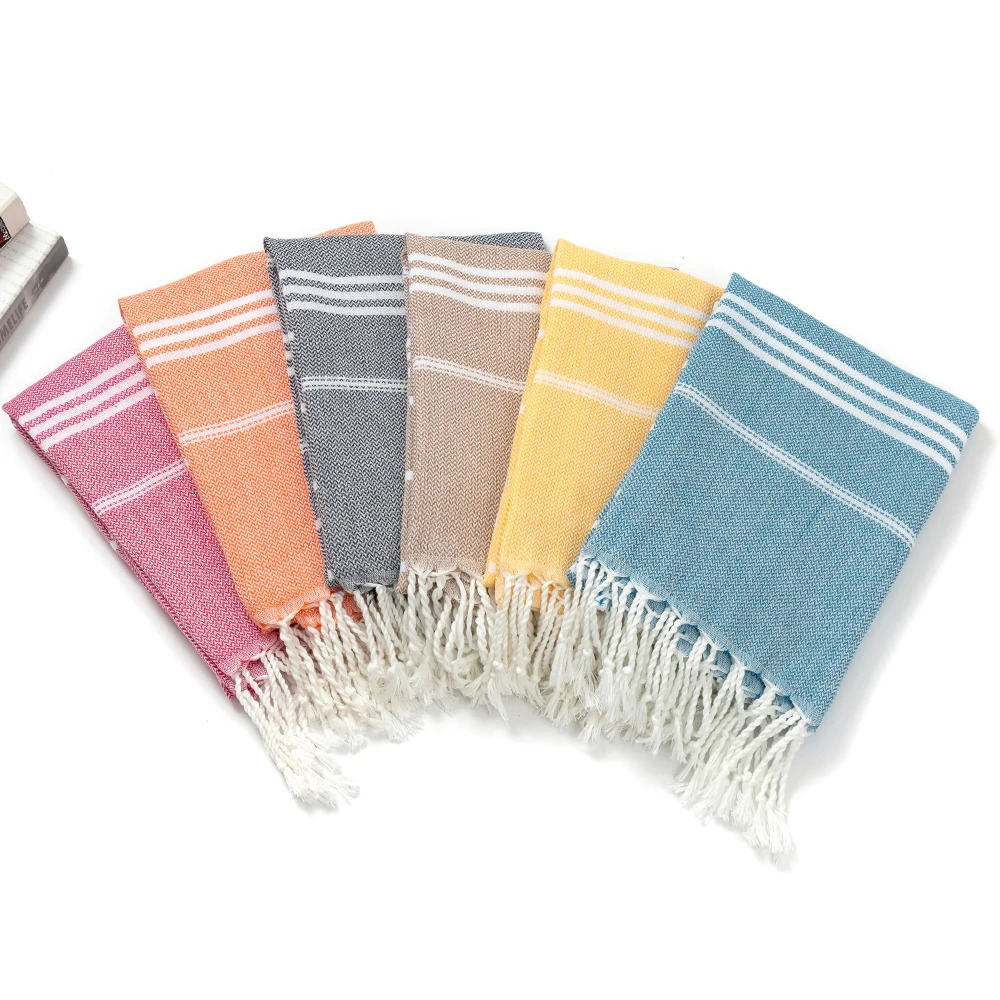 Cotton Turkish Beach Towel 90180CM Sauna Spa Gym sports Fitness Fringed Bath Towel kitchen Soft Absorbent Quick drying towels 260622 - view 4