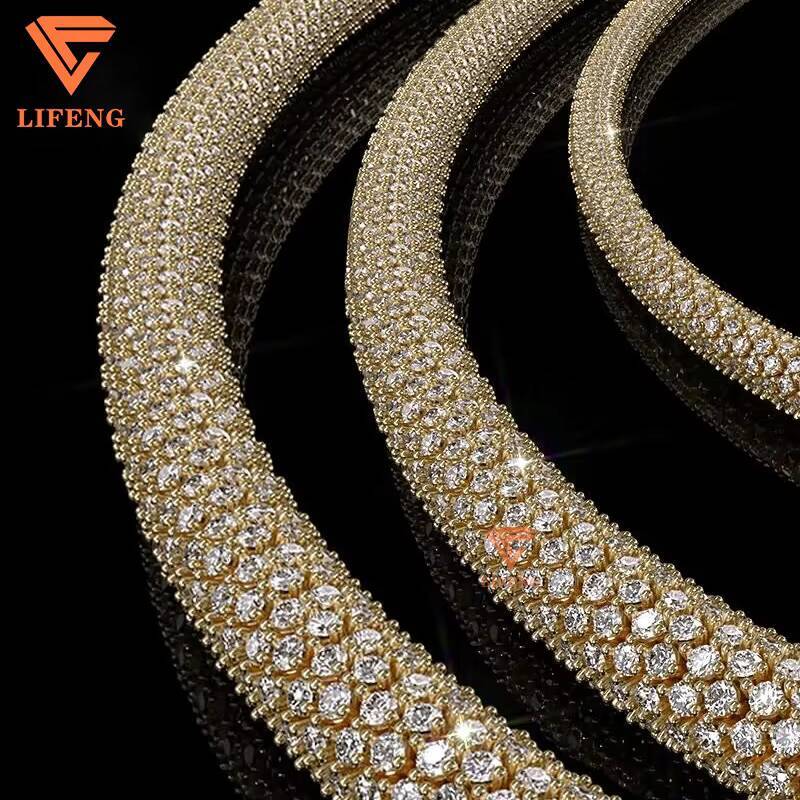Custom Hip Hop Iced Out VVS Chain Moissanite Diamond Rope Chain Necklace Fine Jewelry Cuban Link 925 Silver Necklace for Men - view 5
