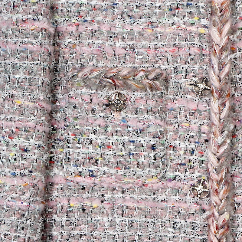 Spring Autumn Elegant Women Multicolor Tweed Blazer O-Neck Braided Trim Star Buttons Short Jacket 28656 260618 - view 6