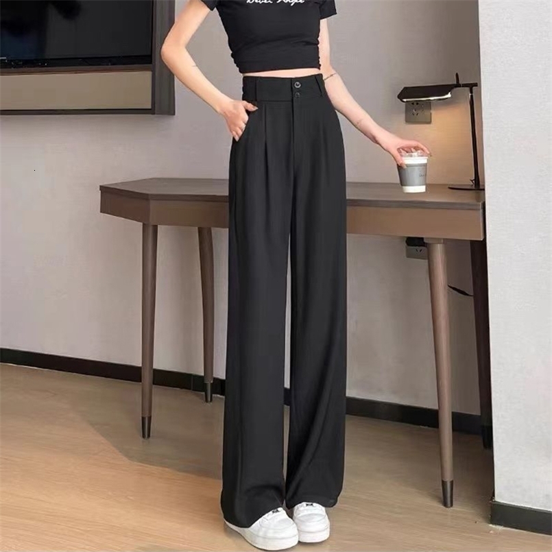 Lady Baggy High Waist Suit Pants Women Classic er Straight Leg Trousers Girls Fashion Casual Daily Slacks 260624 - view 5