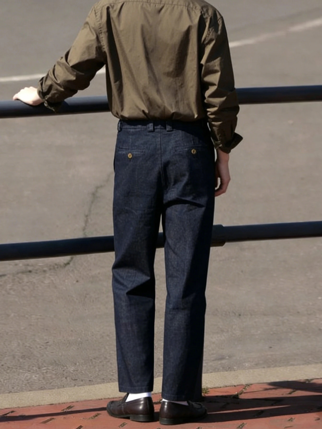 2026 SS Mens Neapolitan Pleated Suit Pants Solid Denim Style High Waist Straight Leg Business Casual Trousers 260618 - view 5