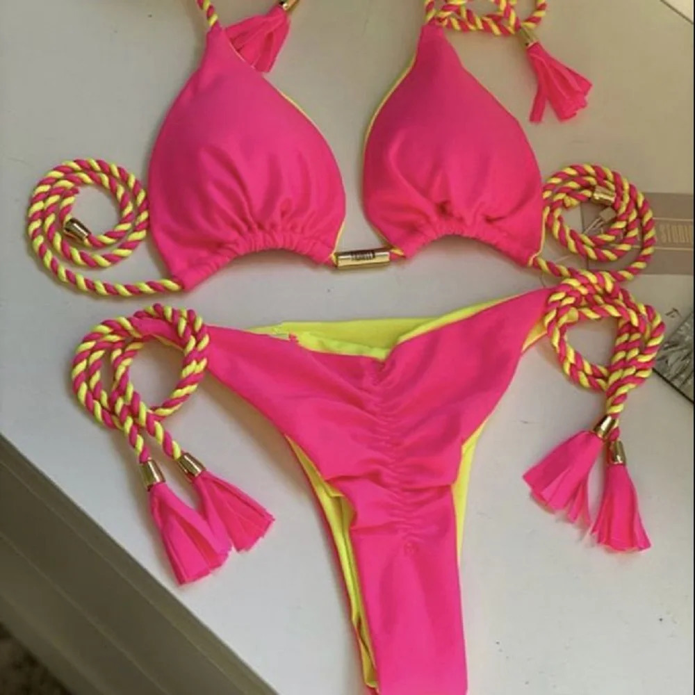Women Bikini Backless Rope Triangle Swimsuit Multicolor 260622CJ - view 6