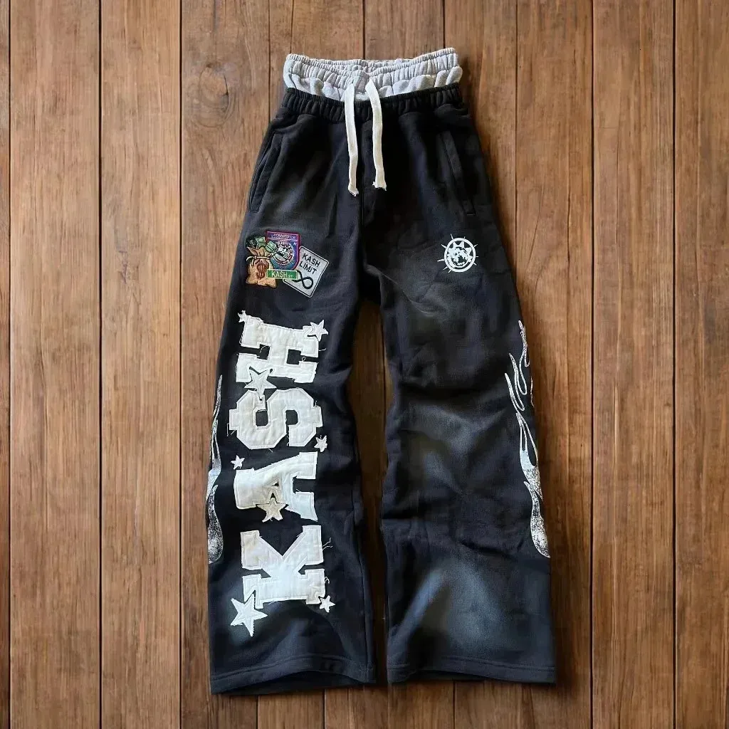 Y2K American vintage pants mens summer breathable quick drying loose sweatpants fitness casual printed 240911