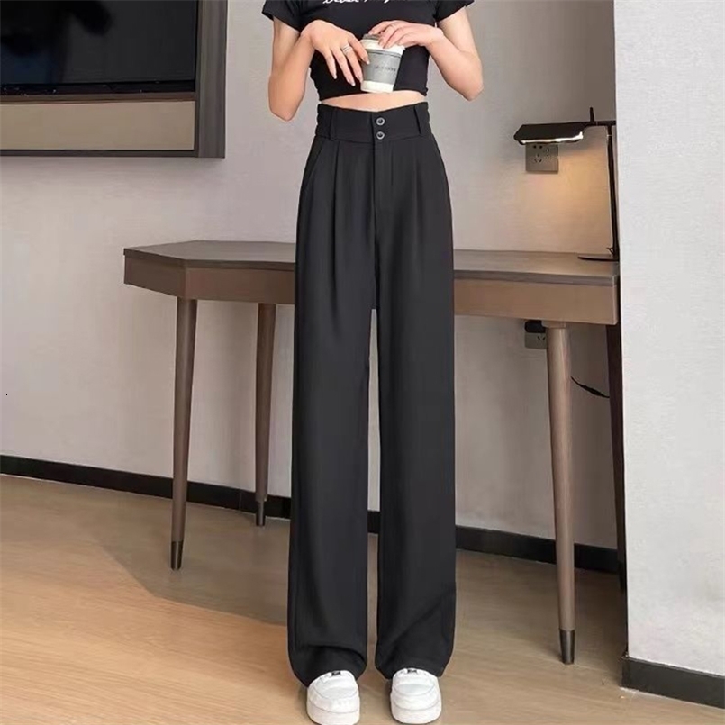 Lady Baggy High Waist Suit Pants Women Classic er Straight Leg Trousers Girls Fashion Casual Daily Slacks 260624 - view 4