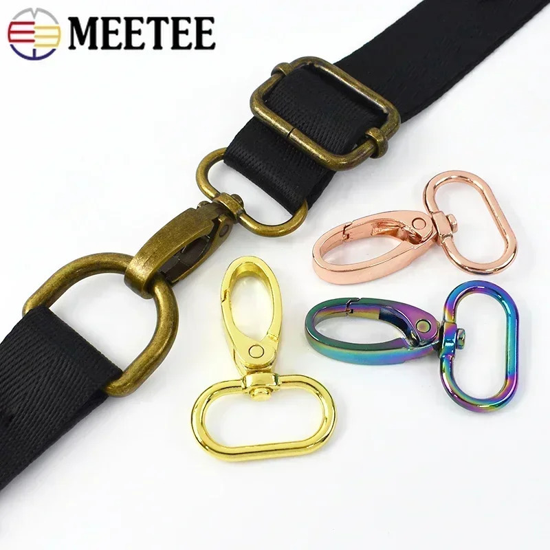 Meetee 10Pc 16-38mm Bag Strap Hook Buckle Metal Swivel Lobster Clasp DIY Webbing Snap Hooks Carabiner Keychain Buckles Accessory 260622 - view 7
