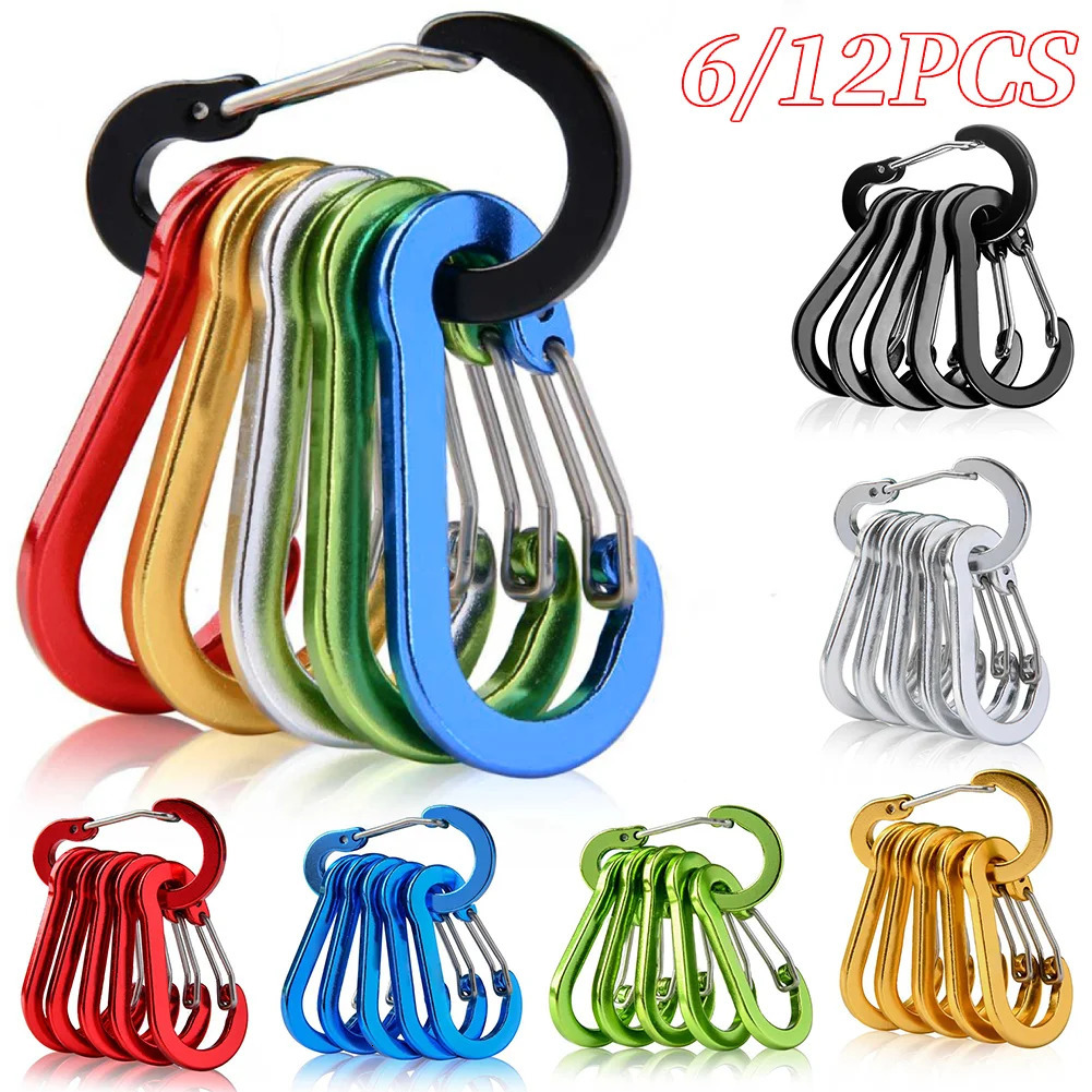 6/12Pcs Aluminum Alloy Carabiner Keychain Outdoor Camping Climbing Hiking Snap Clip Lock Buckle Hook Fishing Accessories 260622 - view 1