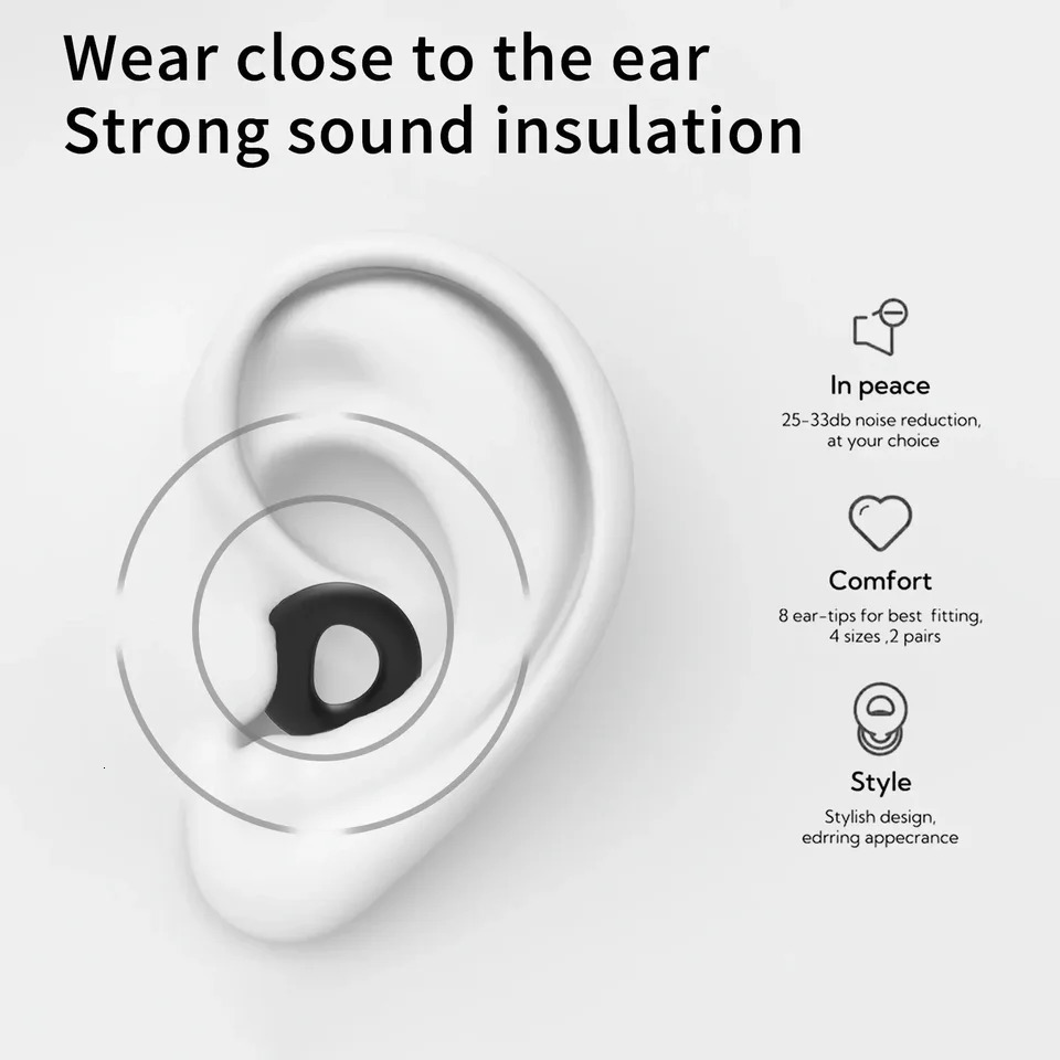 Quiet Ear Plugs for Noise Soft Protection for SleepSwim Work 8 Ear Tips in XS/S/M/L 260624 - view 7