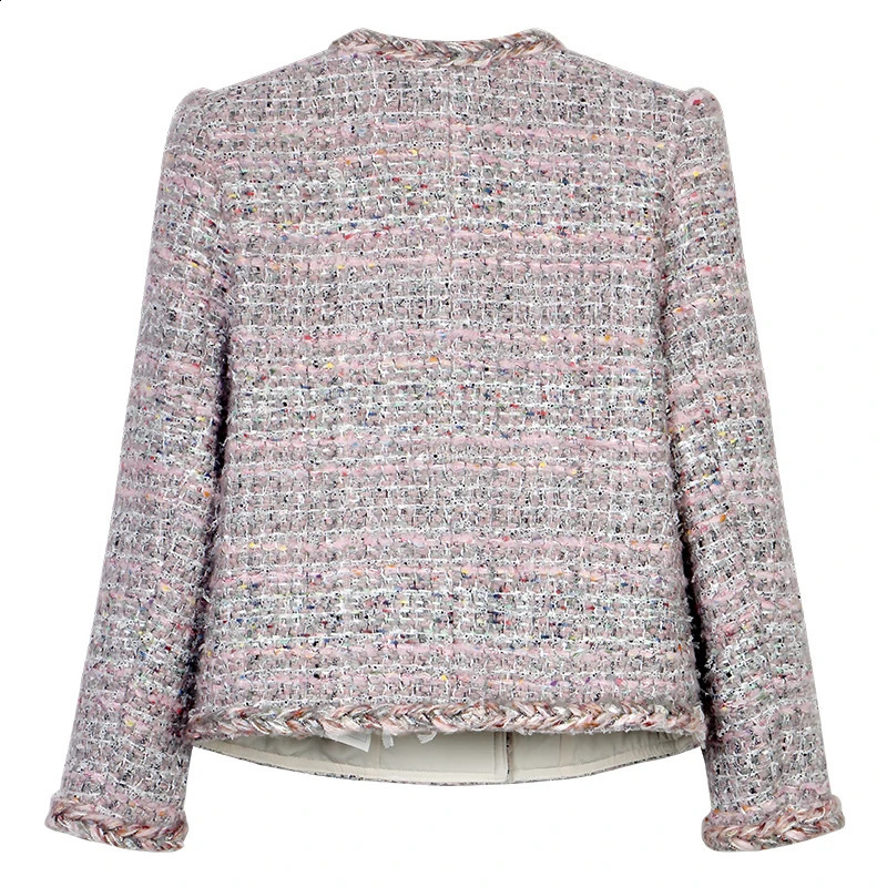 Spring Autumn Elegant Women Multicolor Tweed Blazer O-Neck Braided Trim Star Buttons Short Jacket 28656 260618 - view 3