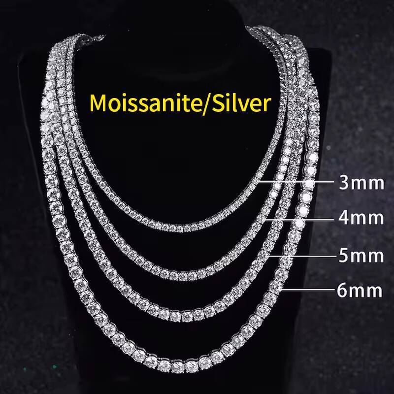 Unique High Quality Pass Diamond Tester 925 Sterling Silver 2mm-5mm Moissanite Tennis Chain Bracelet for Certification Rhodium - view 4