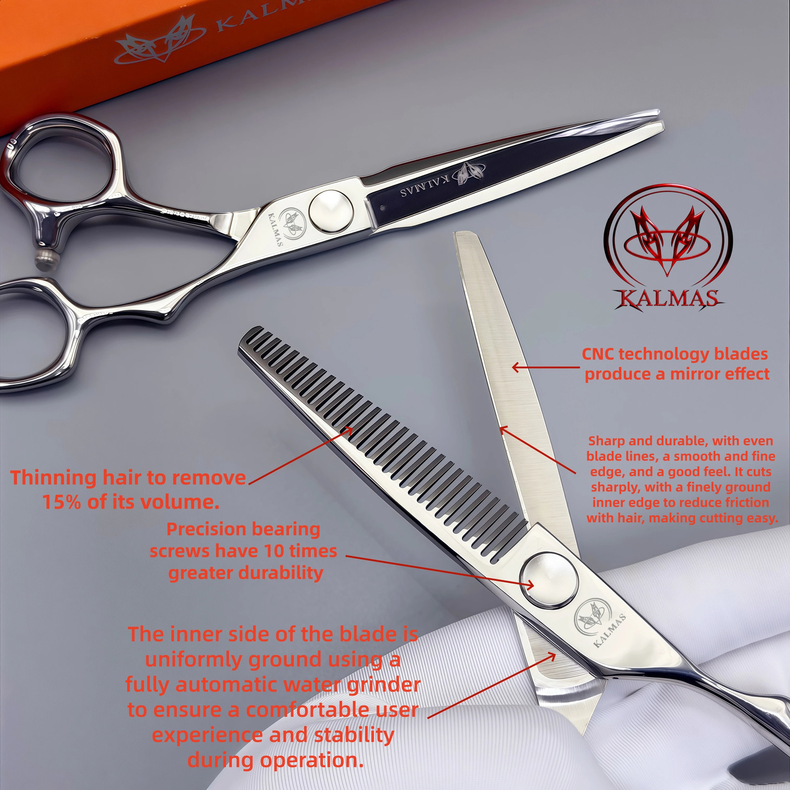 KALMAS 6 Inch Professional Hair Cutting Shears VG10 Steel Salon Barber Scissors 260615 - view 4
