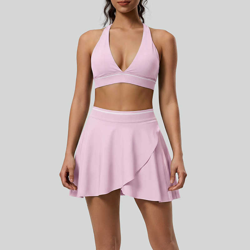 Quick-Dry Women Sexy 2 RacerPiece Yoga Set with Hidden Pocket Skin-Friendly Breathable Daily Versatile Workout Set M260626