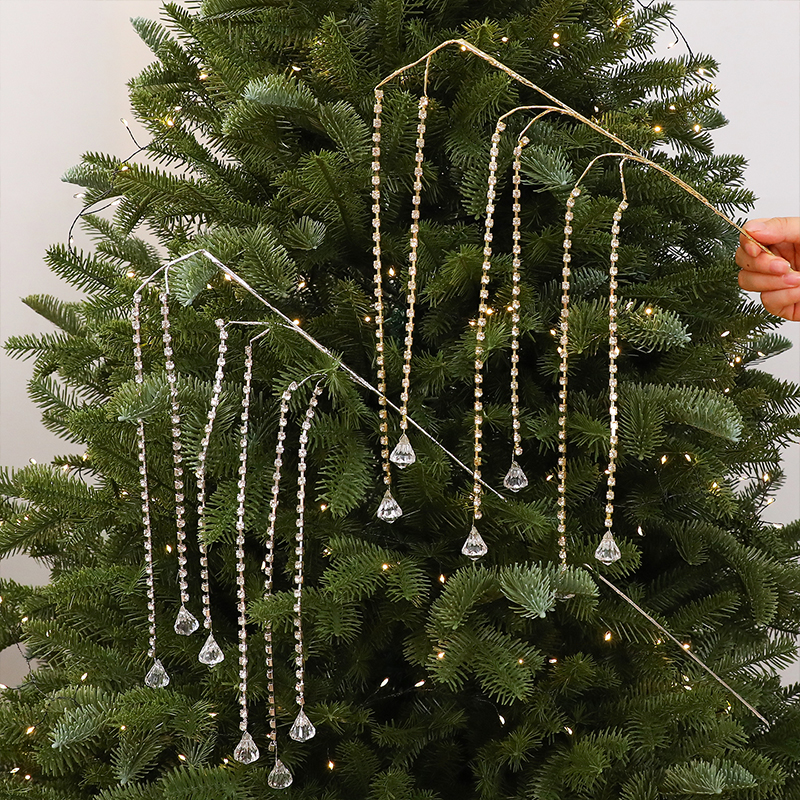 Acrylic Gem Christmas Tree Picks Crystal Rhinestone Stem Ornament DIY Xmas Hanging Decoration Holiday Scene Atmosphere Layout Prop