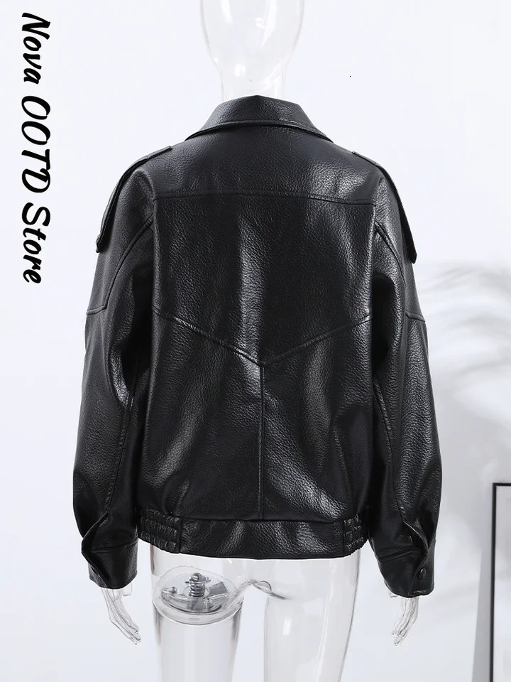 Stand Collar Short Leather Jacket Women Zipper Solid Single Breasted Full Sleeve Lapel Belt Coat Autumn Lady Chic Outwears 260624 - view 7