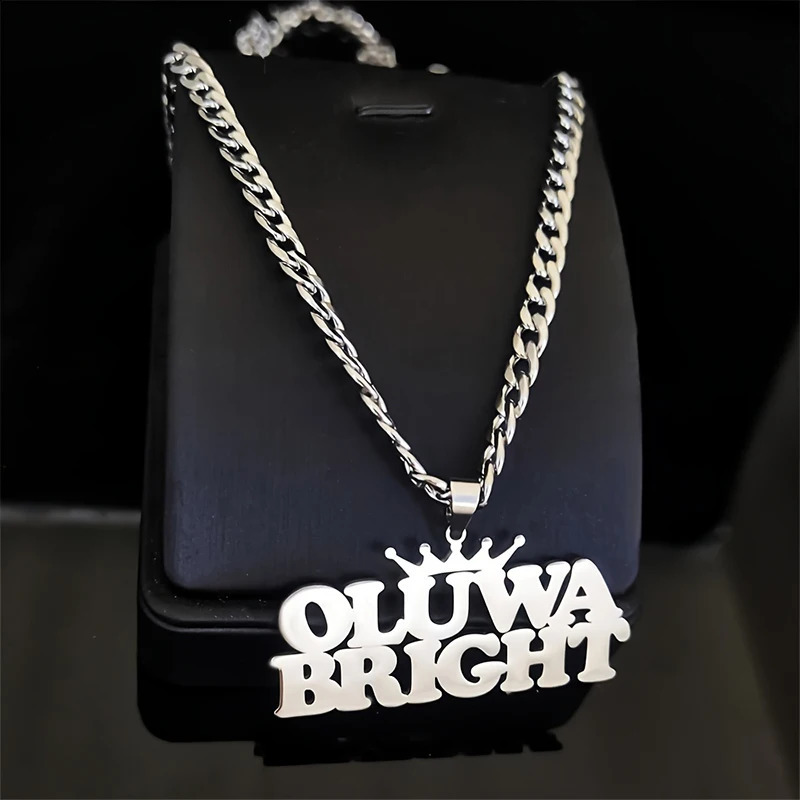 Custom Name Pendant Necklace Cuban Chain Stainless Steel Punk Rock Hip Hop Style Choker Personalized Customized Boyfriend Gift y260615 - view 6