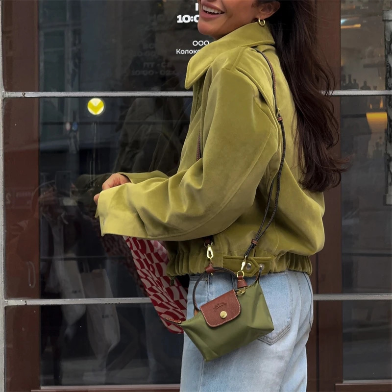 Casual Zipper Womens Green Suede Jacket Women Loose Lapel Full Sleeve Pocket Crop Coats Autumn Winter Lady Street Thick Outwear 260618 - view 4