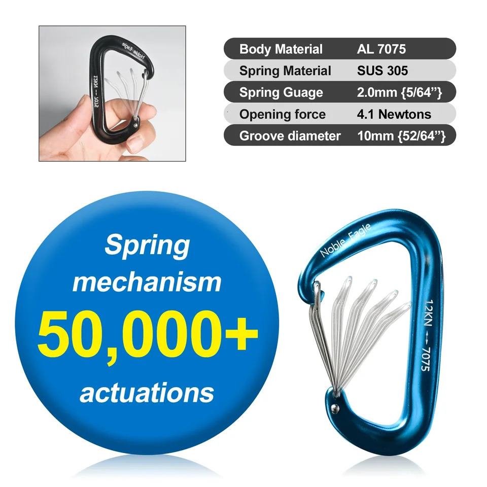 6Pcs 12kn Carabiner Set D Ring Heavy Duty Aluminum Tactical Carabiners Clips Camping Hiking Climbing Hook Hammock Outdoor Gear 260622 - view 3