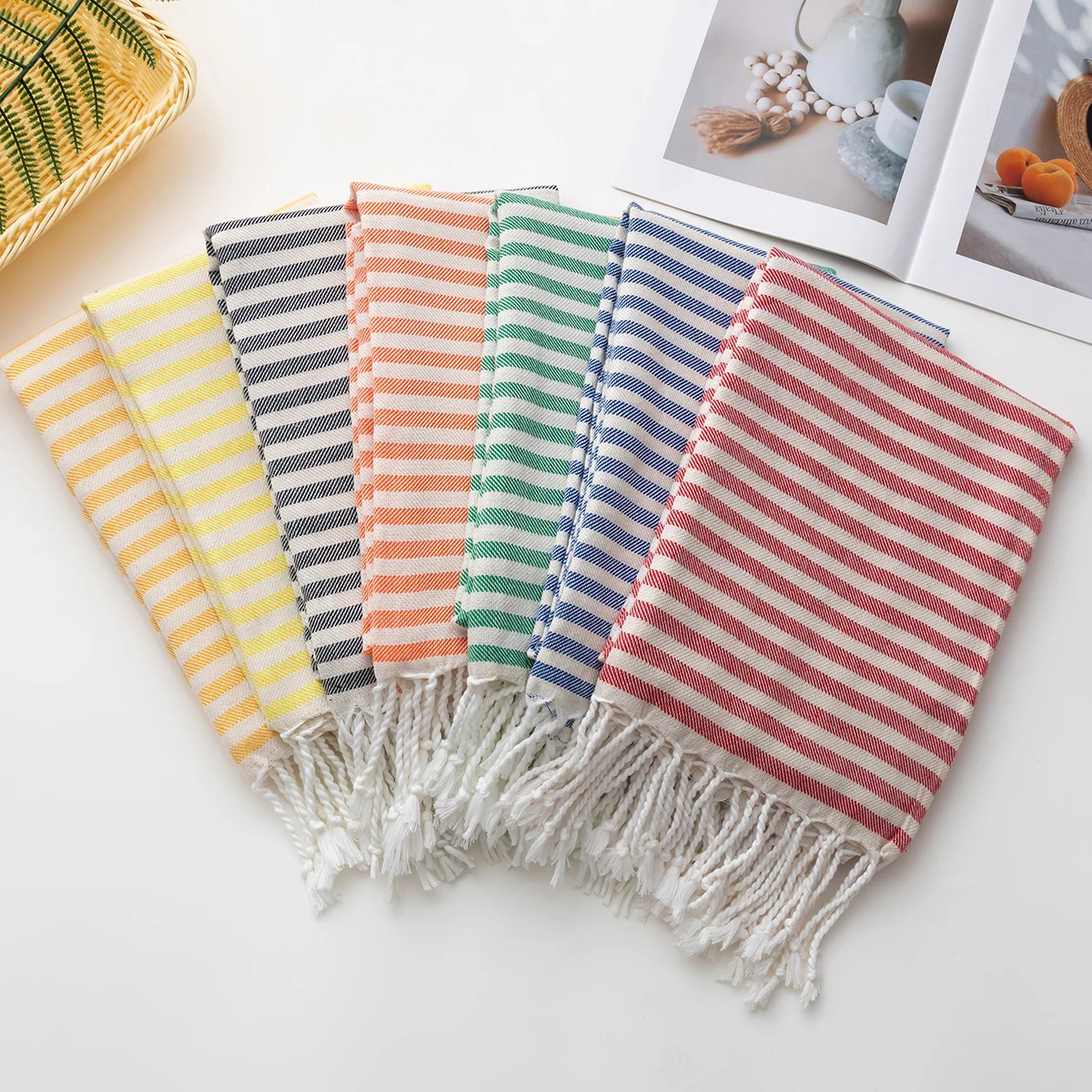 Cotton Turkish Striped Beach Towel 90180CM Sauna Spa Gym Sport Fitness Fringed Bath Towel Kitchen Soft Absorbent Quick Drying 260622CJ