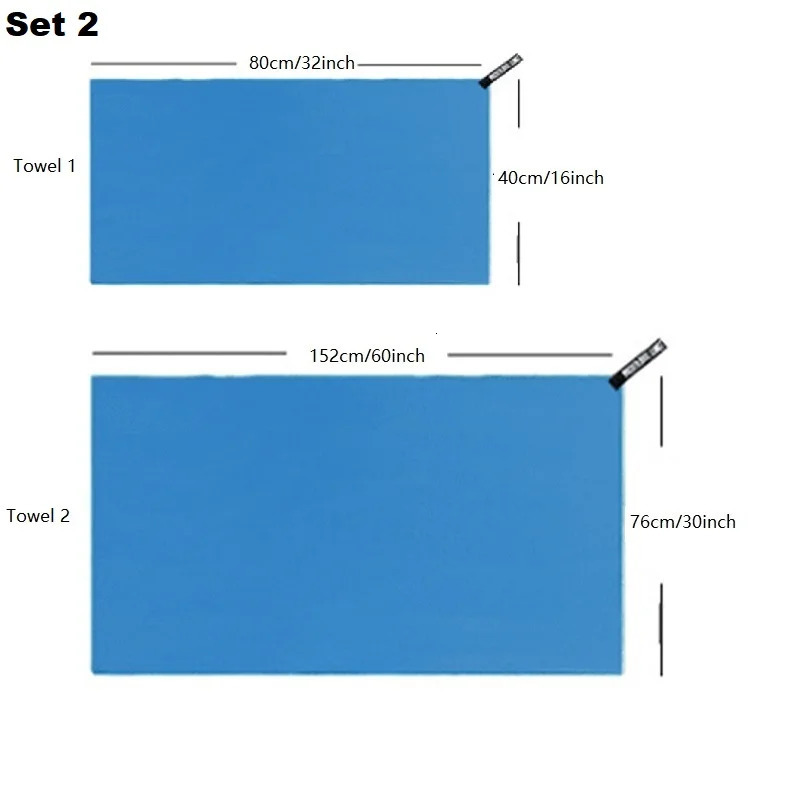 2PC Set Solid Microfiber Gym Towel Perfect Travel Sports Camping Beach Towels Fast Drying Super Absorbent Swimming Bath Towel 260622 - view 6