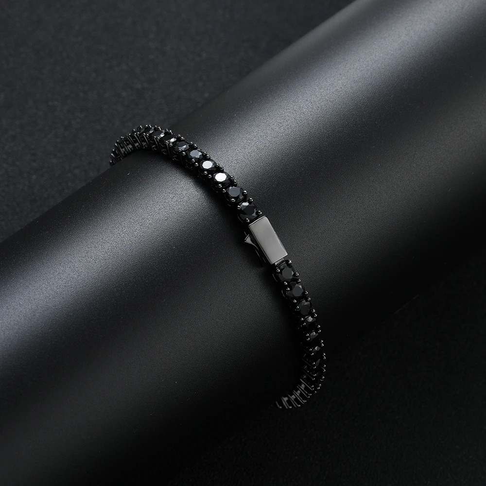 4mm Black Stone Tennis Bracelets Fashion Jewelry For Men And Women BB243 260624 - view 3