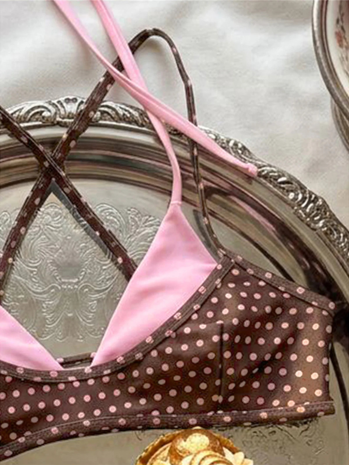 XS - L Sexy Polka Dot Splicing Halter Bikini Women Swimwear Female Swimsuit Bather Bathing Suit Swim Two-pieces Bikini set K8208 260622 - view 6