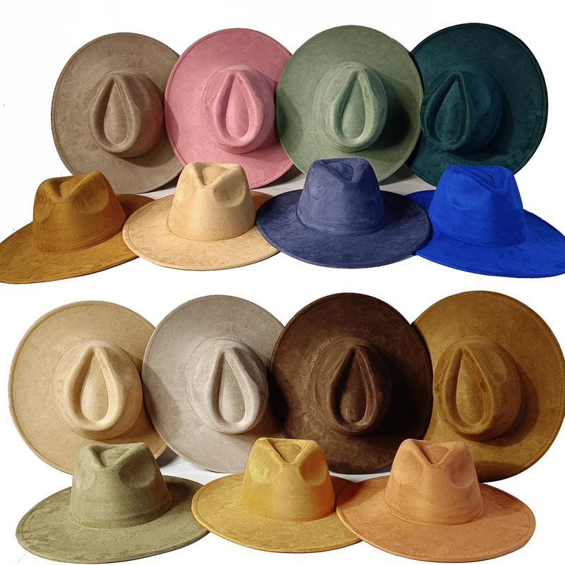 Vegan Suede Fedora Rancher Hats Blank Hats for Burning Multicolor Heart Shaped Top 95cm Brim Unisex Jazz Hat Church Hat 260624