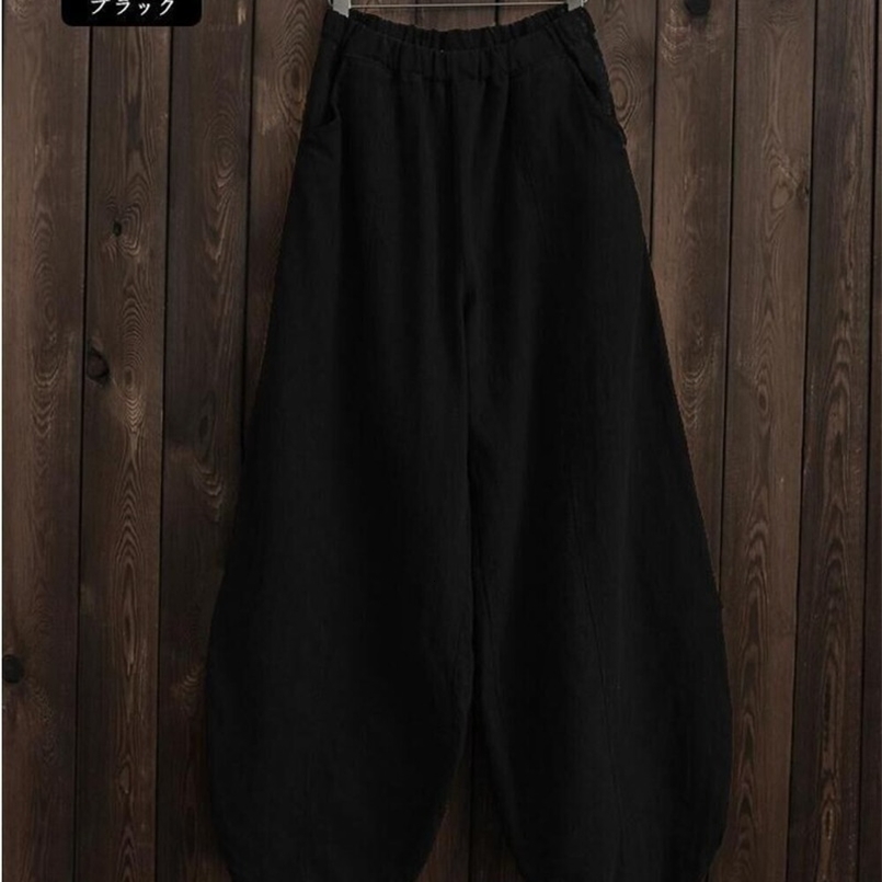 Cotton Linen Bloomers Wide Leg Pants Women Vintage Full Length Fashion Elegent Pants Solid Elasitic Waist Spring Autumn 5XL 260624 - view 5