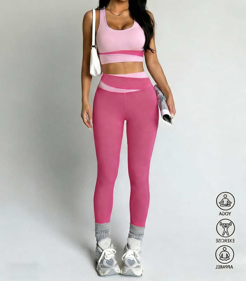 Clothing Women Yoga Sexy Set Sports Bra Sport Suit High Waist breathable Leggings Athletic Gym Set Workout Outfits Sportswear M260626 - view 1