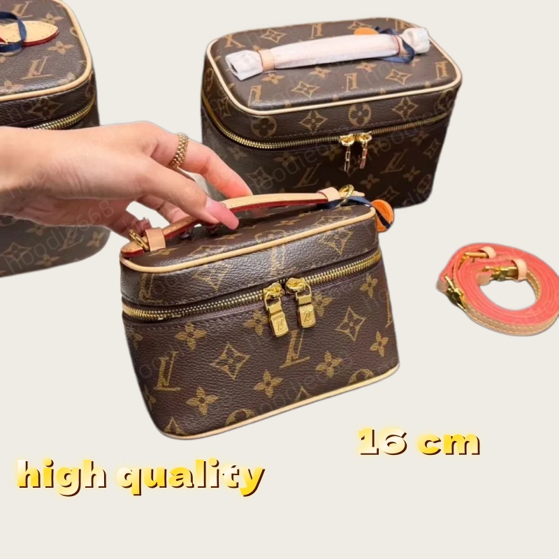 Designer bag vanity bag luxury high quality classic makeup bag cosmetic bag womens handbag purse travel storage bag toiletry bag brown designer cosmetic bag