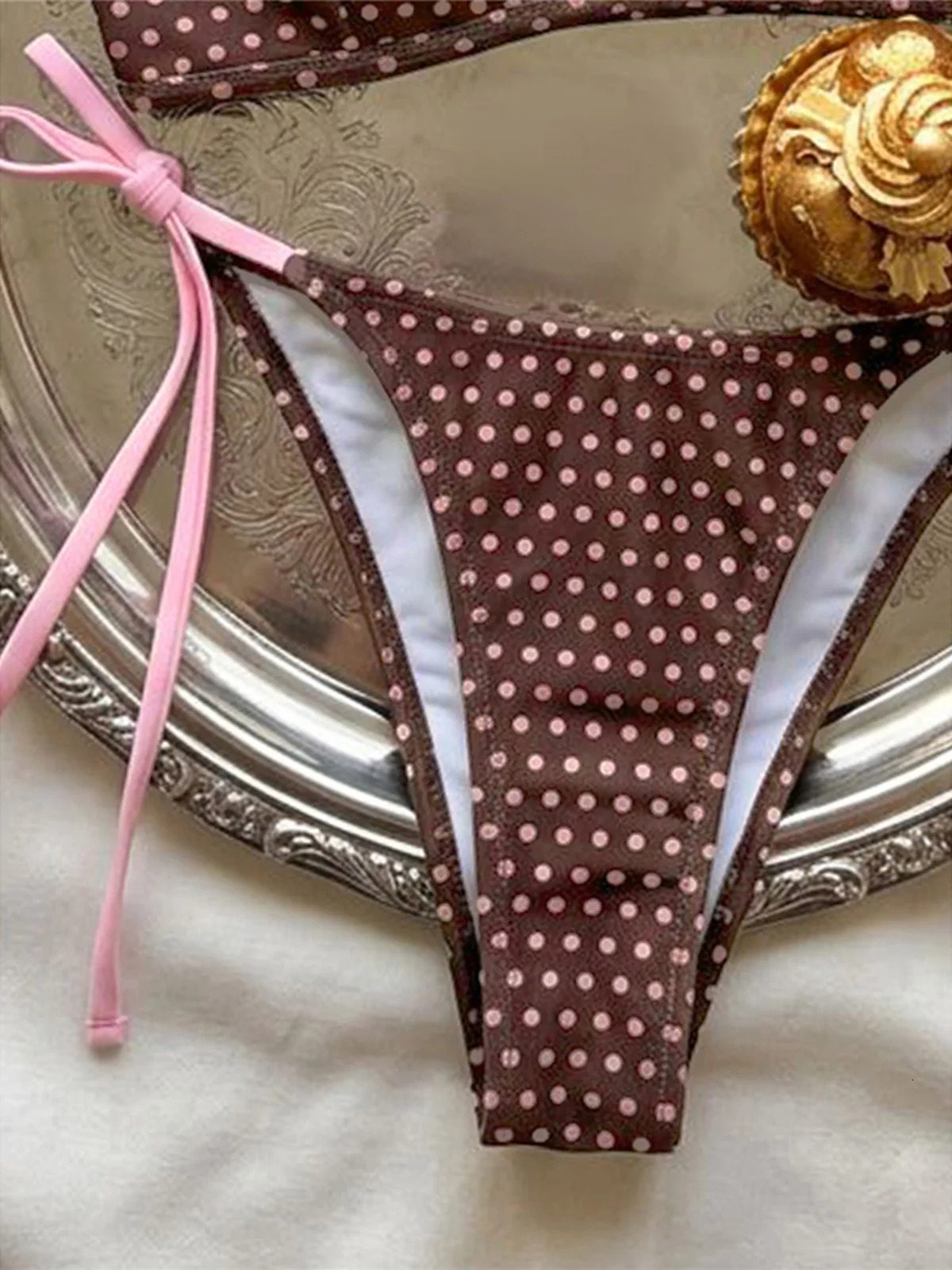 XS - L Sexy Polka Dot Splicing Halter Bikini Women Swimwear Female Swimsuit Bather Bathing Suit Swim Two-pieces Bikini set K8208 260622 - view 7