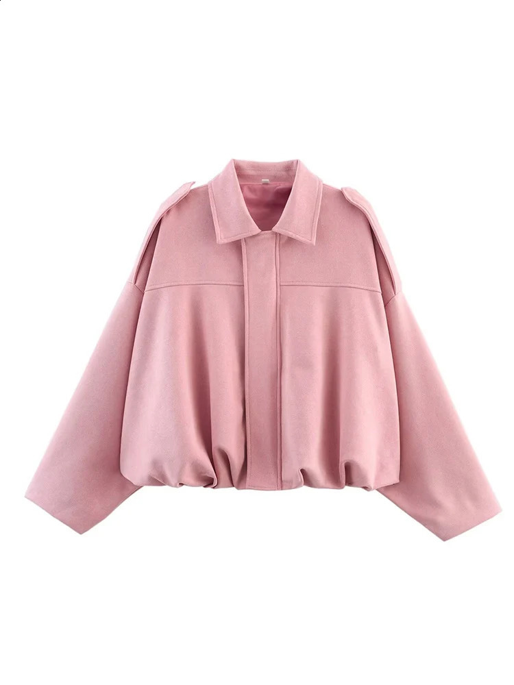 TFMLN Women Suede Bomber Jacket Spring Fashion Long Sleeve Zipper Oversize Solid Coat Chic Lady Streetwear 260625 - view 3