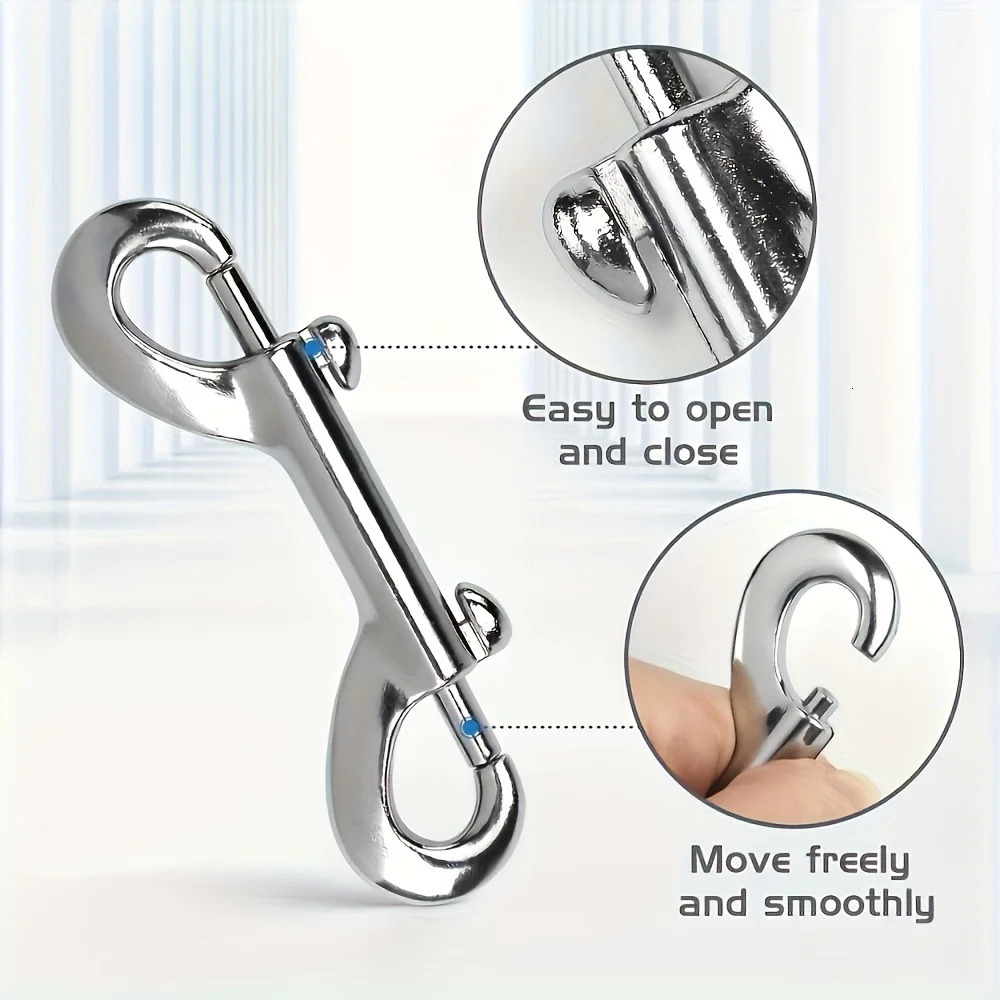 6pcs Stainless Steel Double Ended Bolt Snap Hook Dog Leash Metal Strap Buckles Keychain Rope Carabiner Clasp Clip Buckles 260622 - view 5