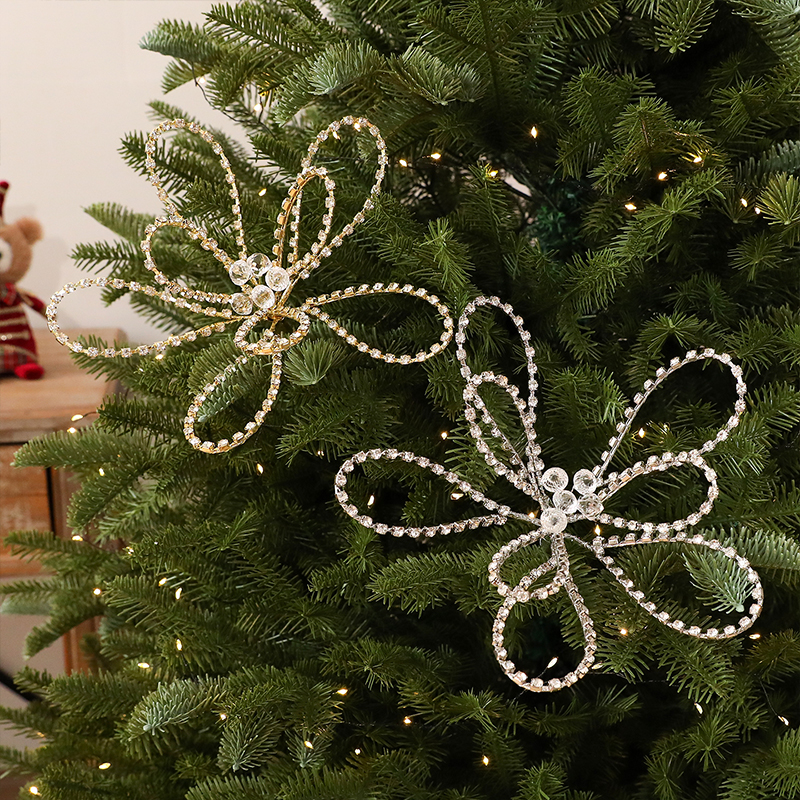 Acrylic Gem Christmas Tree Picks Crystal Rhinestone Stem Ornament DIY Xmas Hanging Decoration Holiday Scene Atmosphere Layout Prop - view 6