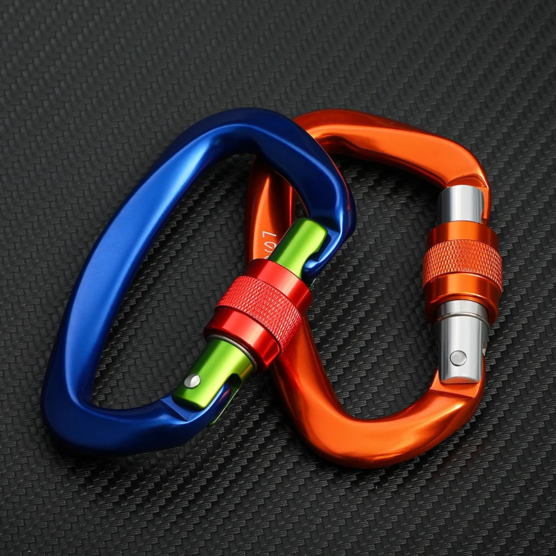 CLIWIZ 25KN Mountaineering Caving Rock Climbing Screw Lock Carabiner D Shaped Safety Master Buckle With UIAA/CE 260622 - view 6