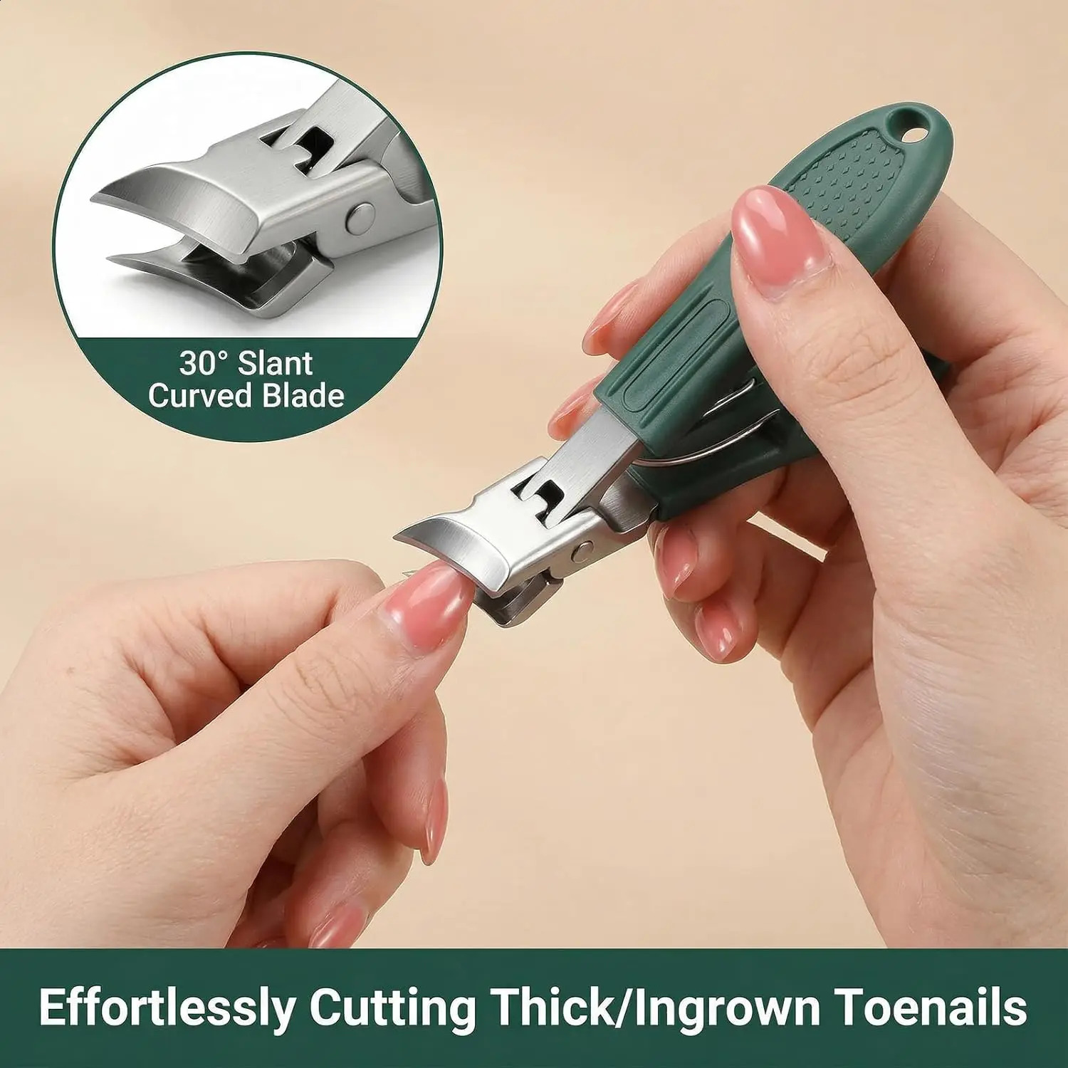 Nail Clippers with Catcher 3Pcs Wide Jaw Opening Splash Clipper Long Handle Aagled Beak Beveled Stainless Steel Angled Edge Nails 260615 - view 9