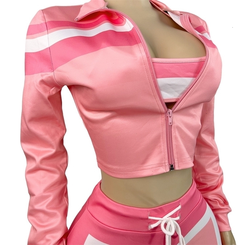 Women Tracksuits Three Pieces Set 2026 New Fashion Clothing Racerback Tank Zipper Thumb Buckle Long Sleeve Tight Pants Shorts Outfits Sportwear - view 9