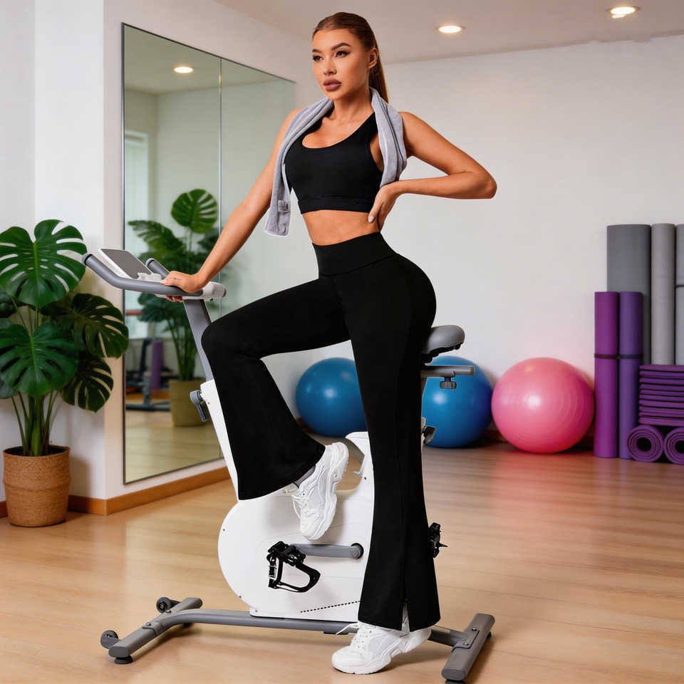 Pants Womens High-Waisted Split Bell-Bottom stylish versatile soft comfortable for dance workouts everyday wear M260626 - view 1